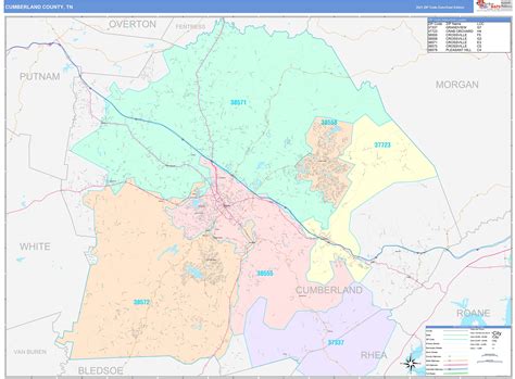 Cumberland County, TN Wall Map Color Cast Style by MarketMAPS