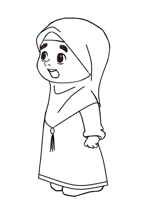 Kartun Wanita Muslimah Hitam Putih 444x444 Download Hd Mewarnai