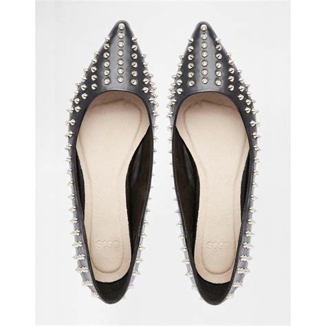 Asos Lightning Studded Ballet Flats 31 Liked On Polyvore Featuring