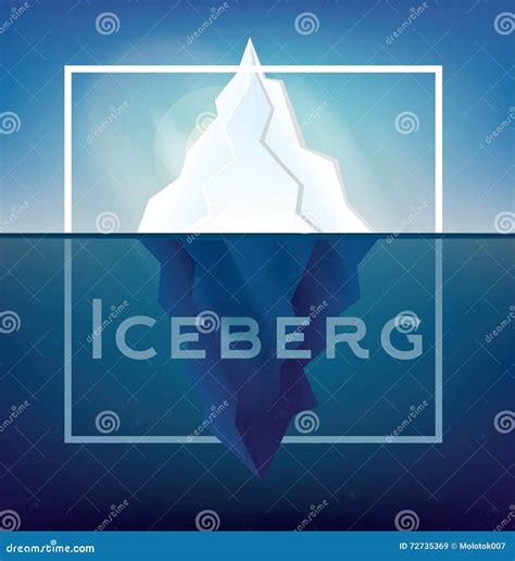 Iceberg On Blue Background With White Frame Stock Vector