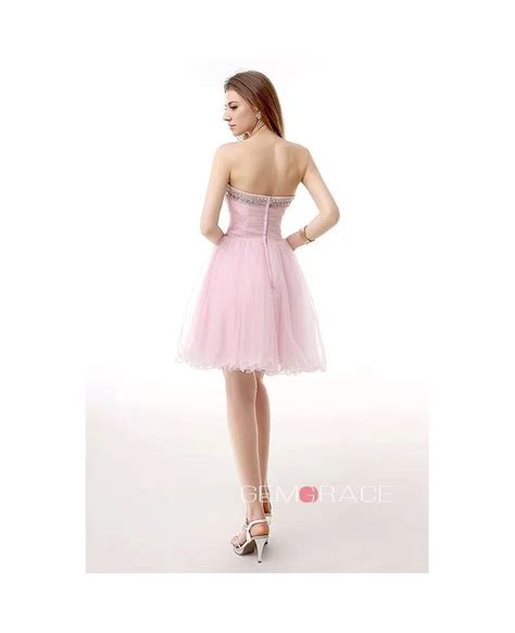 A Line Sweetheart Short Tulle Prom Dress With Beading Yh0061 125