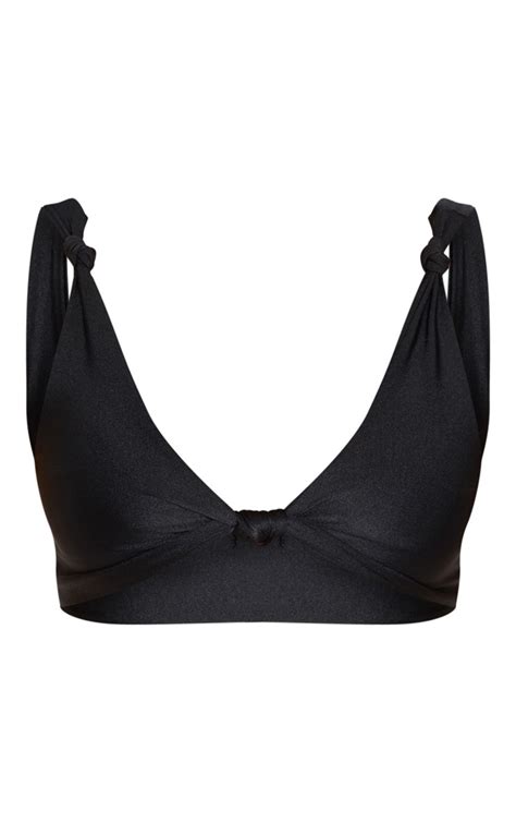 Black Knotted Bikini Top Swimwear Prettylittlething