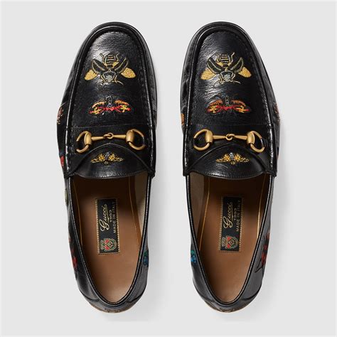 Embroidered Leather Horsebit Loafer Gucci Mens Moccasins And Loafers