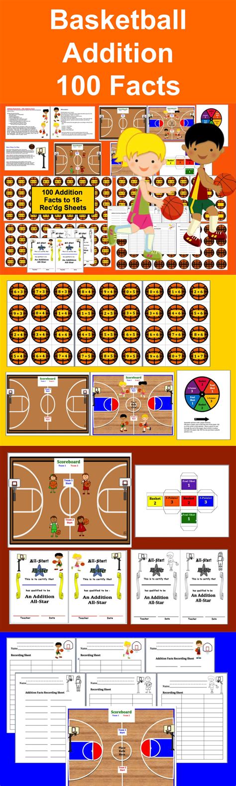 Basketball Math Centers Addition March Madness 100 Addition Facts