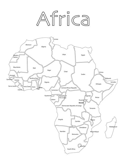 Africa Map Page With Words Coloring Pages