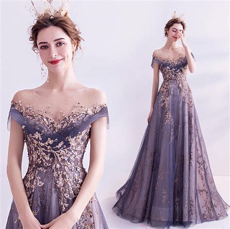 Royal Purple Evening Dress For Women Sparkle Formal Gown Sheer Etsy Top Prom Dresses Purple
