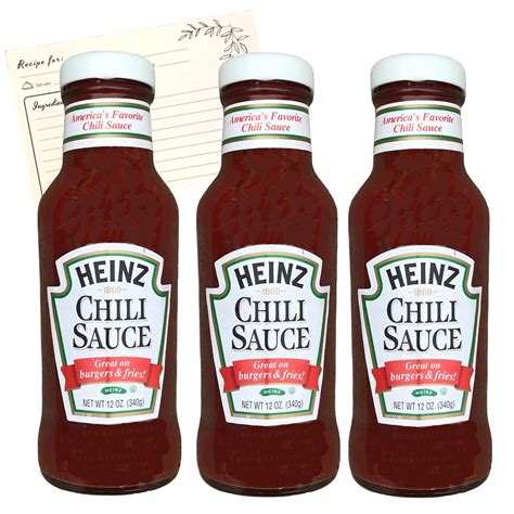 Heinz Chili Sauce Pack Of 3 12 Oz Bottles With Redwood Lane Recipe Card