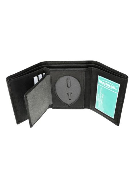 Buy Genuine Leather Trifold Badge Holder Wallet Black Police Badge