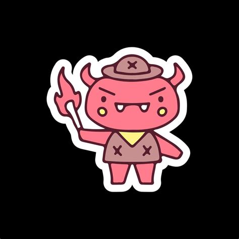 Cute Little Devil With Traveler Outfit Holding Torch Illustration