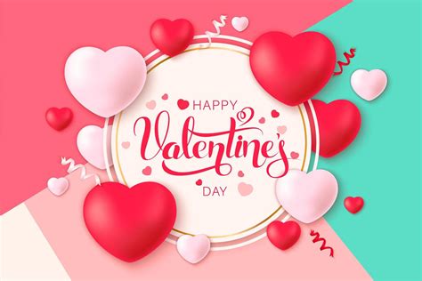 Feliz Día De San Valentín Fondo Con Corazones Y Confeti Sobre Fondo De