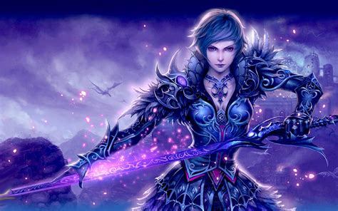 Neon Buenos Aires Fantasy Sword Girl Warrior