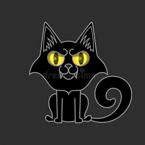 Black Cat Halloween Vector Illustration On Black Background Stock