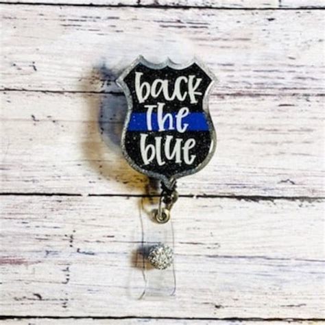 Thin Blue Line Badge Reel Back The Blue Badge Reel Police Etsy