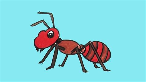 How To Draw An Ant Easy Step By Step For Kids Ant Drawing Tutorial