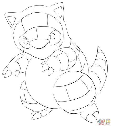 Supercoloring vulpix / holiday coloring: Sandshrew coloring page | Free Printable Coloring Pages