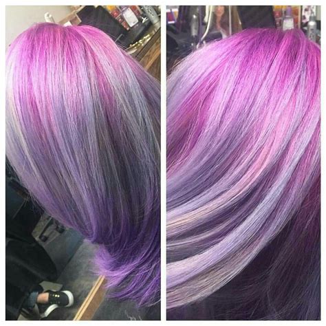 Purple highlights came to the women's world to flatter those who need to make a difference in their do you want your hair to look like a shooting star? Pink, grey, purple hair | Long hair styles, Purple hair, Hair styles