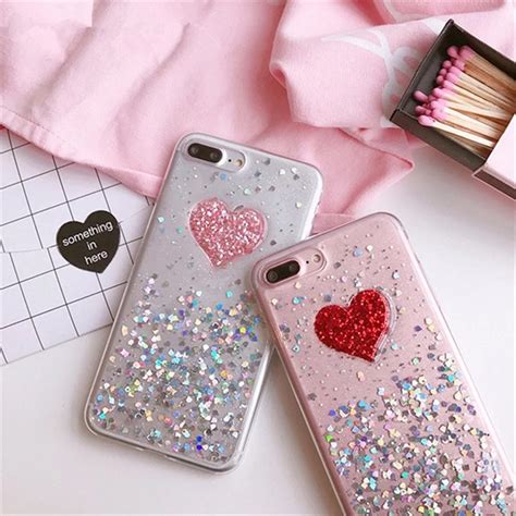 3d Glitter Love Transparent Soft Tpu Mobile Original Phone Cases For