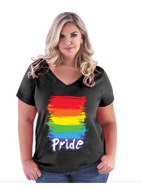 Moms Favorite Womens And Womens Plus Size Rainbow Pride Curvy V Neck