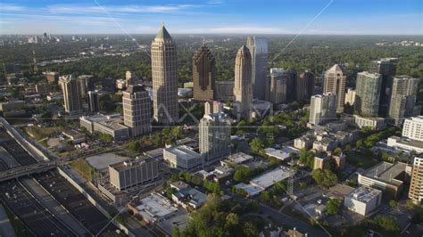 Skyscrapers In The Midtown Area Of Atlanta Georgia Aerial Stock Photo