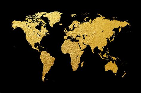 Black And Gold World Map Map Vector