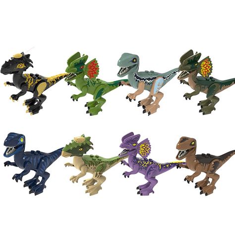 Dilophosaurus Stygimoloch Velociraptor Minifigures Lego Compatible Jurassic World Dinosaur Set