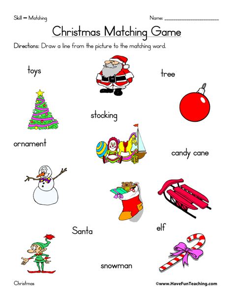 A collection of spelling worksheets aimed at very young learners. Christmas Matching Worksheet | Have Fun Teaching