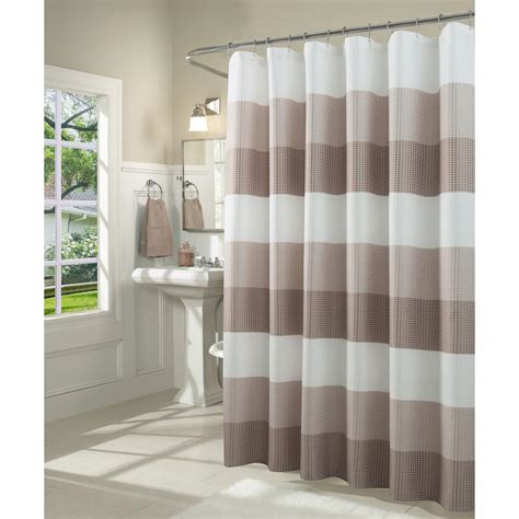 Dainty Home Ombre 72 In Taupe Waffle Weave Fabric Shower Curtain