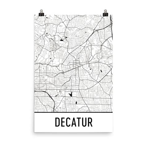 Decatur Map Decatur Ga Art Decatur Print Decatur Georgia Etsy
