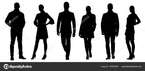 Set Of Businessmen Vector Silhouettes Group Of Men And Women In Stock
