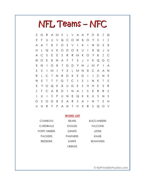 Nfl Word Search For Kids 101 Printable Nfl Word Search Activity