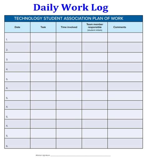 Eyewash log sheet template printable : Daily Work Log Templates | 10+ Free Printable Word, Excel ...