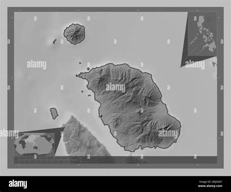 Biliran Province Of Philippines Grayscale Elevation Map With Lakes