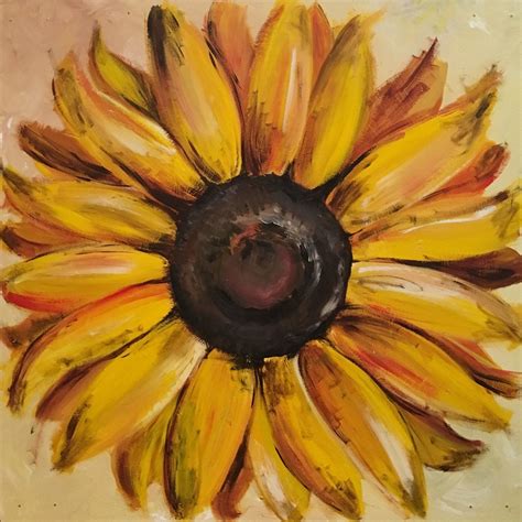 Large Sunflower Painting On A Wood Panel Original Flower Art Etsy