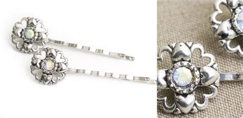 Lilla Rose Inc Set Of Bobby Pins Adorned With A Flower Of Hearts Design And Stone Set Heart
