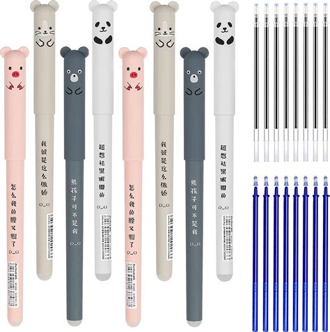 Cyiou 8pcs 035mm Rub Out Pen With 16pcs Refill Erasable Pens Cute