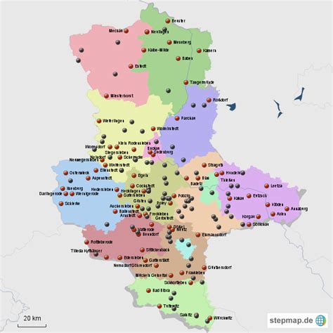 It is located in the western part of eastern germany. StepMap - Sachsen Anhalt_4 - Landkarte für Deutschland