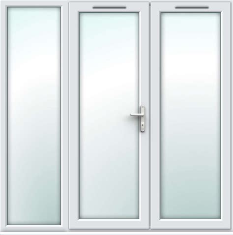 2390mm X 2090mm White Upvc French Doors With Wide Side Panel Awm