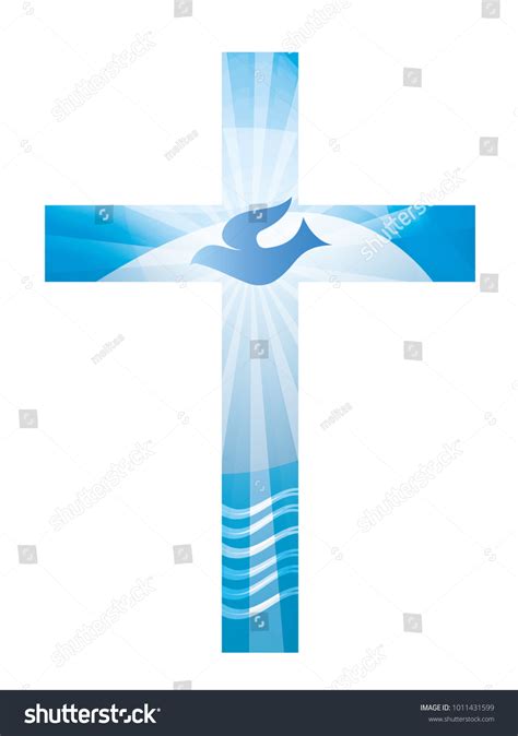 Baptism Christian Cross Dove Waves Water Stock Vector Royalty Free
