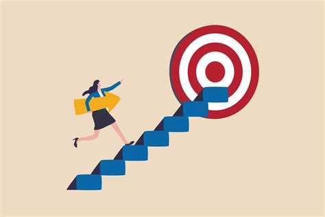 Business Progress Or Career Path Step To Reach Target Or Business Goal