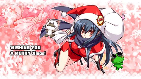 Angel Beats Animal Blue Hair Cat Christmas Hat Katana Long Hair Red Eyes Shiina Sword Weapon
