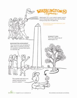 Gina welch january 22, 2019 printable coloring no comments. Washington, D.C. Symbols | Worksheet | Education.com