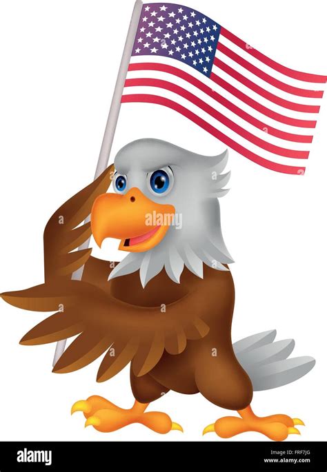 Eagle Cartoon Holding American Flag Stock Vector Image And Art Alamy