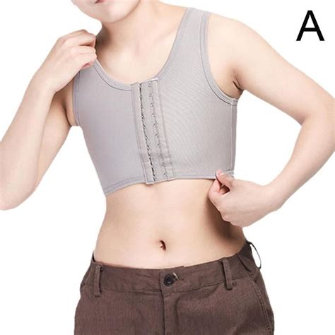 Lesbian Zip Breast Chest Binder Tomboy Ftm Bandage Boob Vest Crop Top S