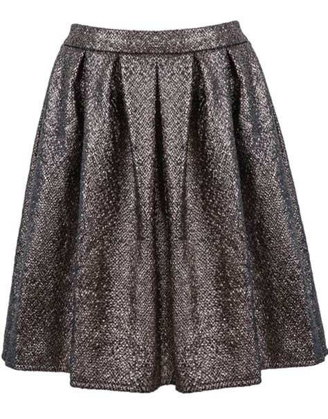 Silver High Waist Pleated Skirt Sheinsheinside
