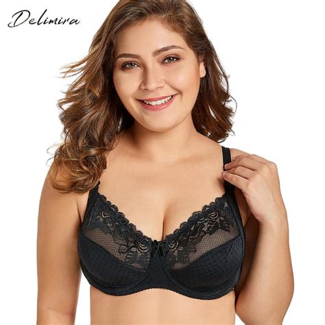 Delimira Womens Floral Lace No Padding Full Cup Support Underwire Bra