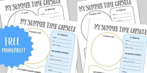 Free Summer Time Capsule Printable For First Day Of School