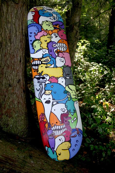 Custom Skateboard Done In Acrylic And Sharpie Painted Skateboard