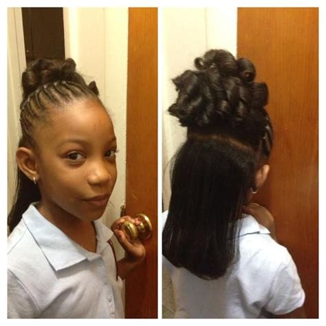 Flat Twist To Pony Tail And Candy Curls With Flat Ironed Hair Kids