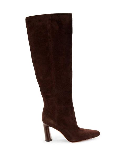 vince suede knee high boots in brown lyst