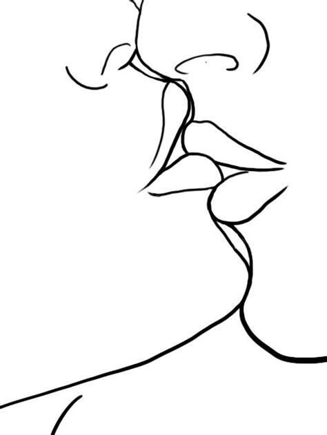 Minimal Line Art Kissing Line Drawing Ashley Chase Line Art